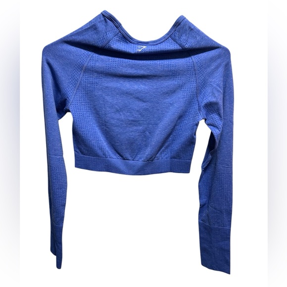 SOLD - NWOT GYMSHARK Blue Long Sleeve athletic Crop Top - Picture 4 of 4